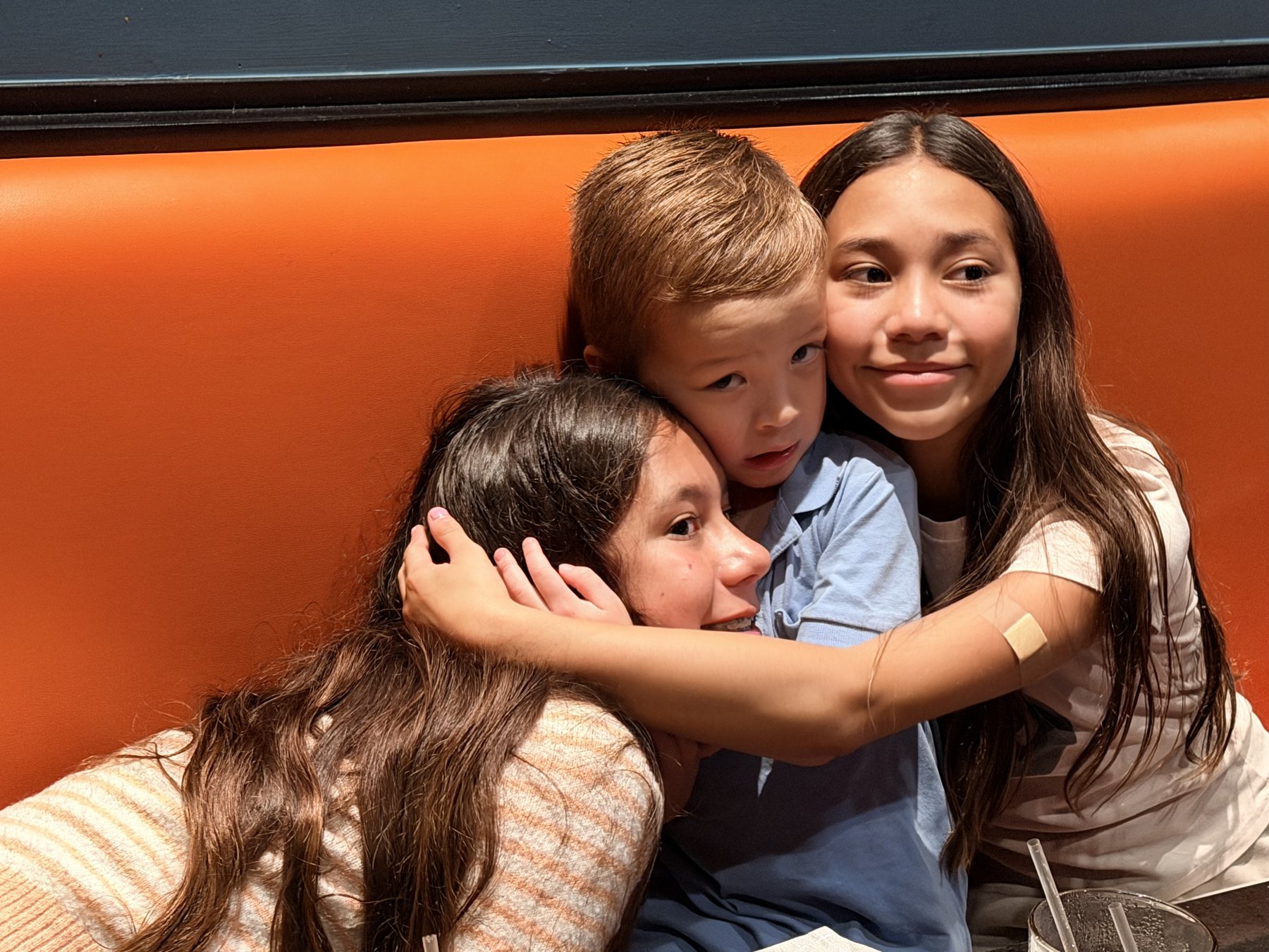 The cousins hugging